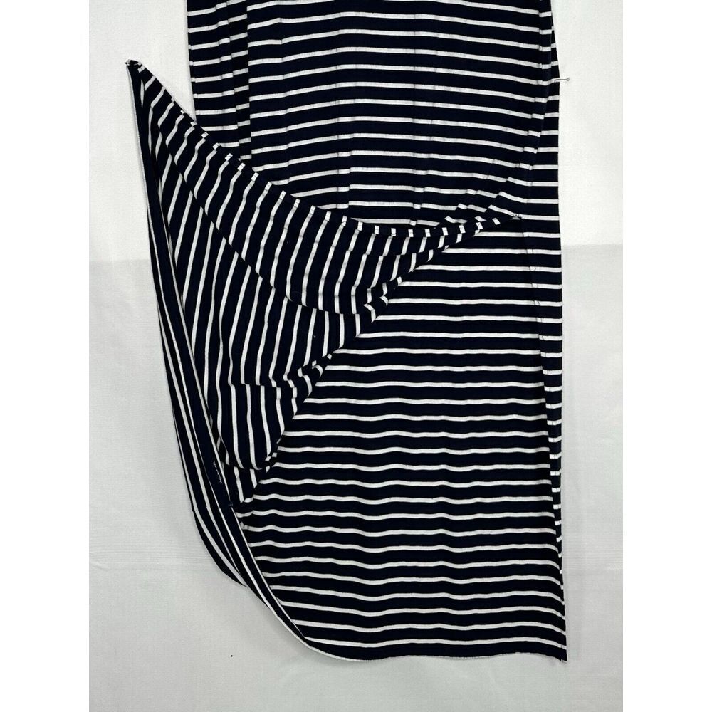 THML Maxi Dress Navy White Stripped Embroidery Detail Side Slit Boho Beachy Sz L - Picture 7 of 8